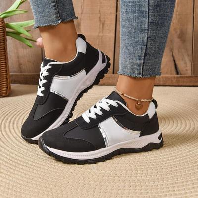 Lässiger Patchwork Sport Sneaker Damen Sommer Weiche Dicke Sohle Schnürschuhe Vulkanisierte Schuhe Damen Bequeme Rutschfeste Schuhe