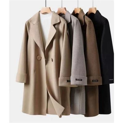 Cappotto di Lana da Donna di Alta Qualità per Autunno e Primavera, Confortevole ed Elegante, Lunghezza Media