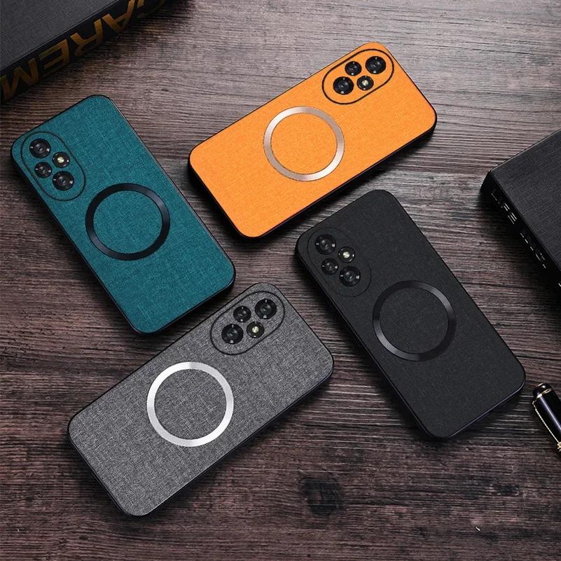 Luxury for Magsafe Magnetic Plain Leather Case for Honor 200 Pro 200 Lite 100 Pro Wireless Charging Shockproof Business Full Protection Cover