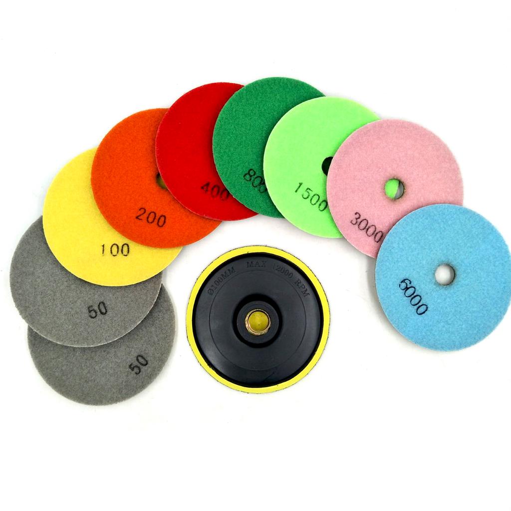 10 Piece Set Diamond Polishing Pads 4 Inch Wet/Dry Granite Stone Concrete Marble