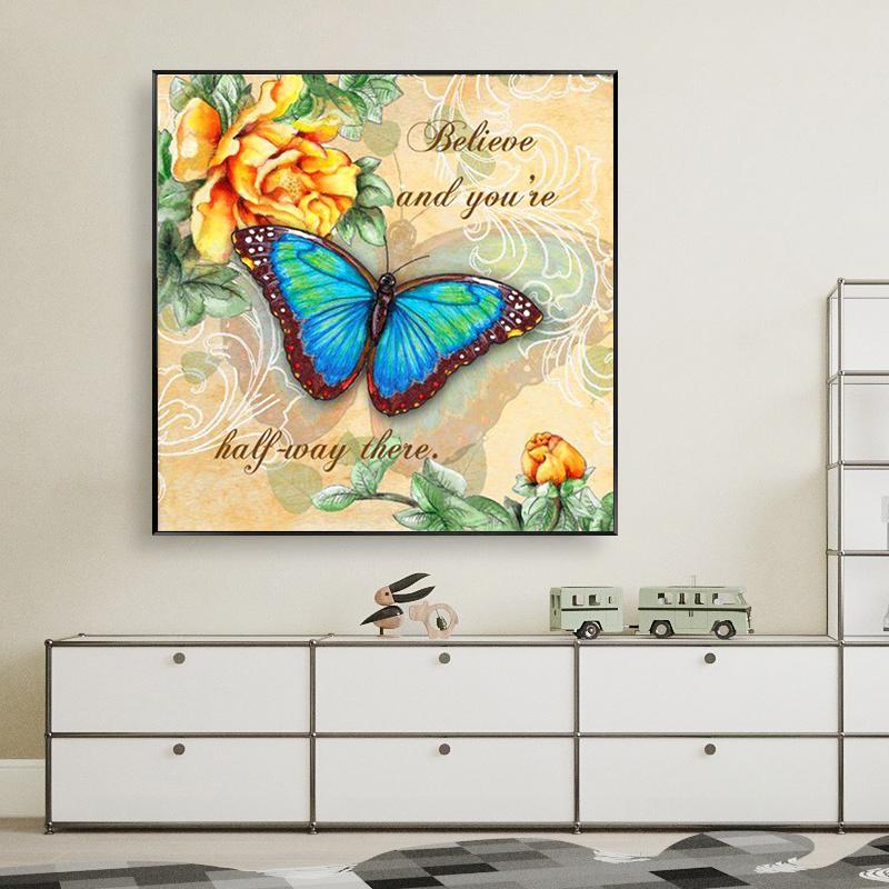 RUOPOTY Olejomalba podle čísel Motýl Nástěnné umění Jedinečný dárek Ručně malovaný obraz podle čísel Zvíře Dekor dětského pokoje