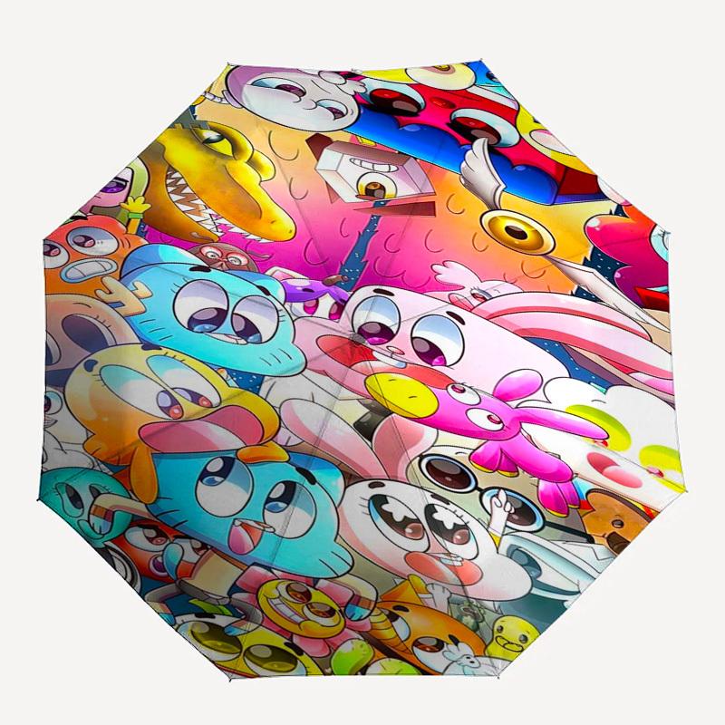 Cartoon Characters Themed Automatic Opening and Closing Umbrella, Compact Travel Umbrella, Lightweight and Portable, Suitable for Beach Comm