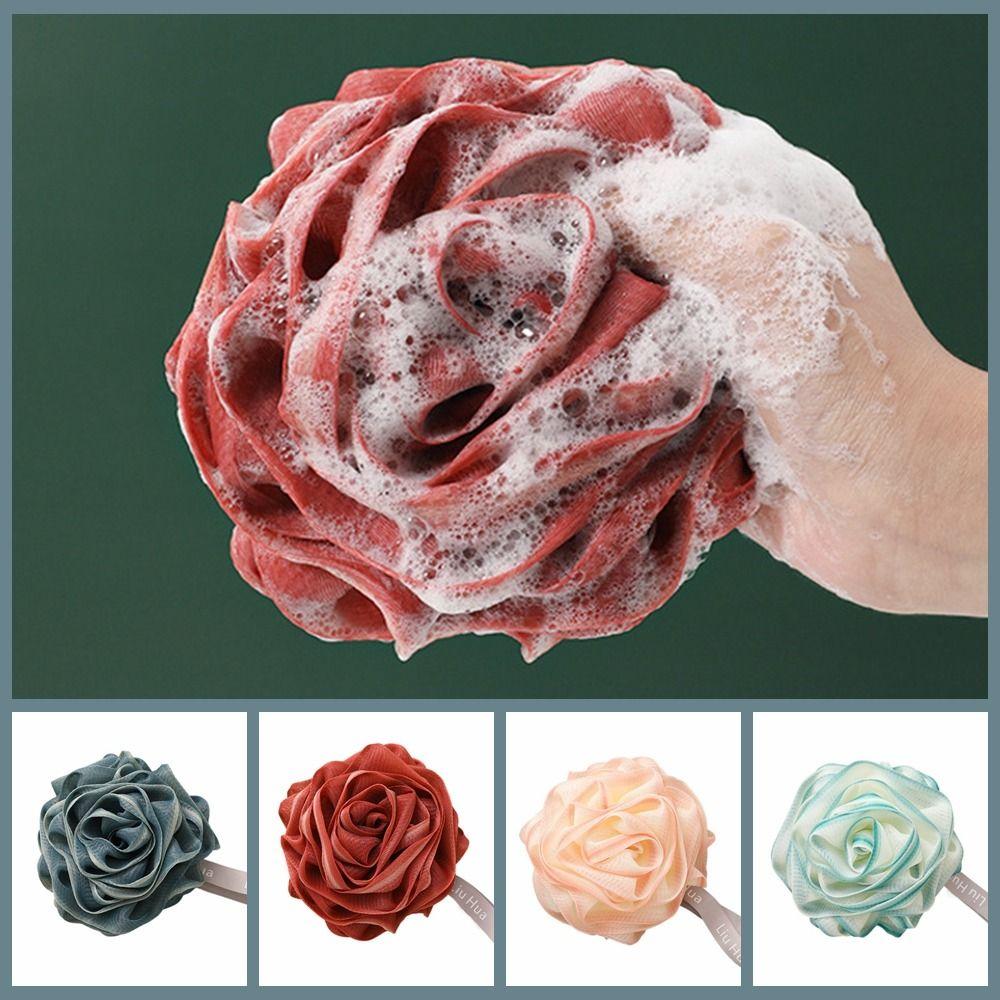 Rose Shaped Shower Ball Mesh Rose Bath Ball Hangable Exfoliating