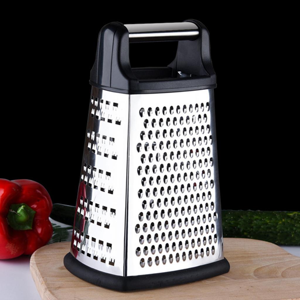 4 Sides Box Grater Cheese Grater with Container, Stainless Steel Multipurpose Handheld Slicer for Vegetable Cutter Kitchen Parts