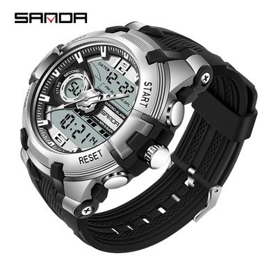SANDA New Men's Watches Personal Cool Waterproof Electronic Watch Fashion Large Dial Dual -display Men
