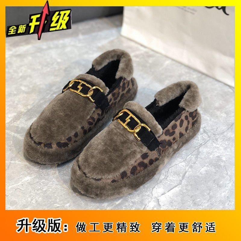 Fashion and Warmth One-pedal Doudou Shoes Mao Mao Shoes 2025 Autumn and Winter New Flat-bottomed Velvet High-end Cotton Shoes Women