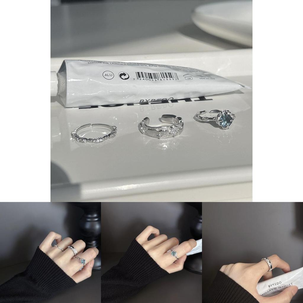 Dazzling Geometric Blue Sapphire Star And Heart Ring For Women Stylish Adjustable Design
