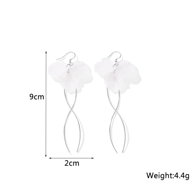 Translucent Immortal Petals Dangle Earrings for Women Fairy White Flower Hook Earrings Korean Fashion Long Tassel Earrings