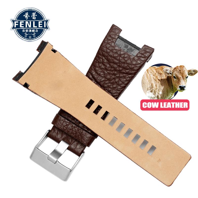 Echtes Lederarmband für Diesel DZ1216 DZ1273 DZ4246 DZ4247DZ287 Kerbe Armband Herren-Uhrenarmbänder Armbanduhren 32×17MM Armband