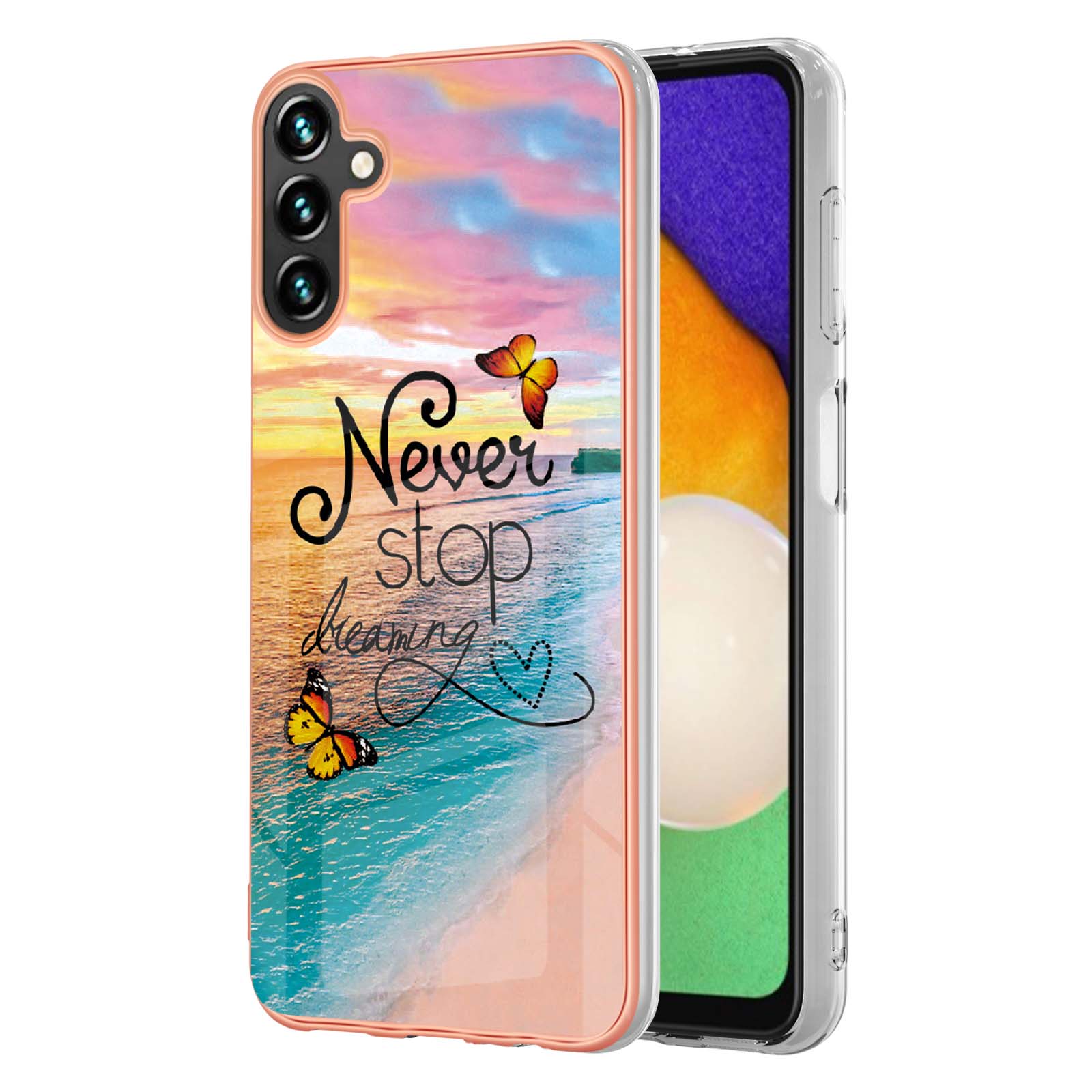 

For Samsung Galaxy A55 5G Case with IMD Marble Flower Pattern TPU Mobile Back Cover Never Stop Dreaming