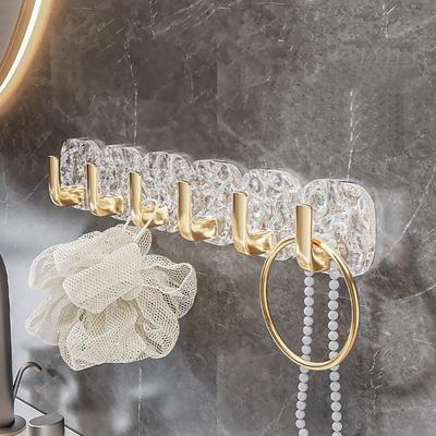 2PCS Durable Self Adhesive Bathroom Hooks Wall Mounted Punch-free Coat Clothes Holder Plastic Exquisite Wall Hook Rack Home Use