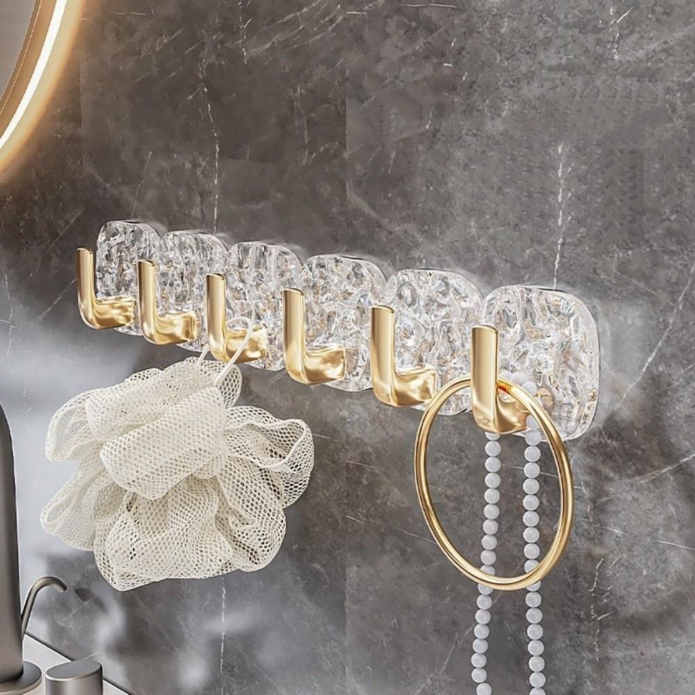 2PCS Self Adhesive Bathroom Hooks Wall Mounted Waterproof Key Bag Hooks Light Luxury Plastic Kitchen Storage Hook Bedroom
