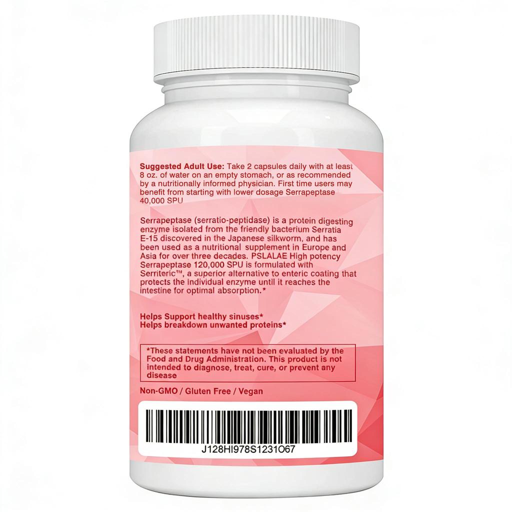 High Potency Serrapeptase Capsules - Supports Sinus Health, Enhance Immunity