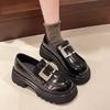 Leather thick-soled heightening rhinestone women's spring new small leather shoes one-pedal single shoes