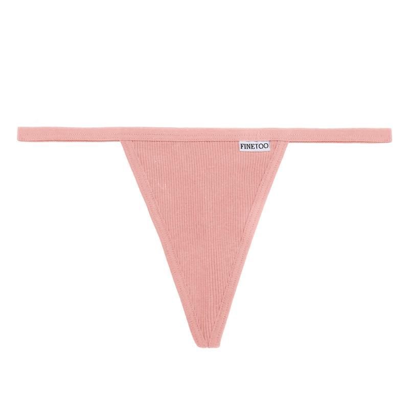 

FINETOO стринги мягкое нижнее белье однотонные трусики для женщин M-XL XL розовый