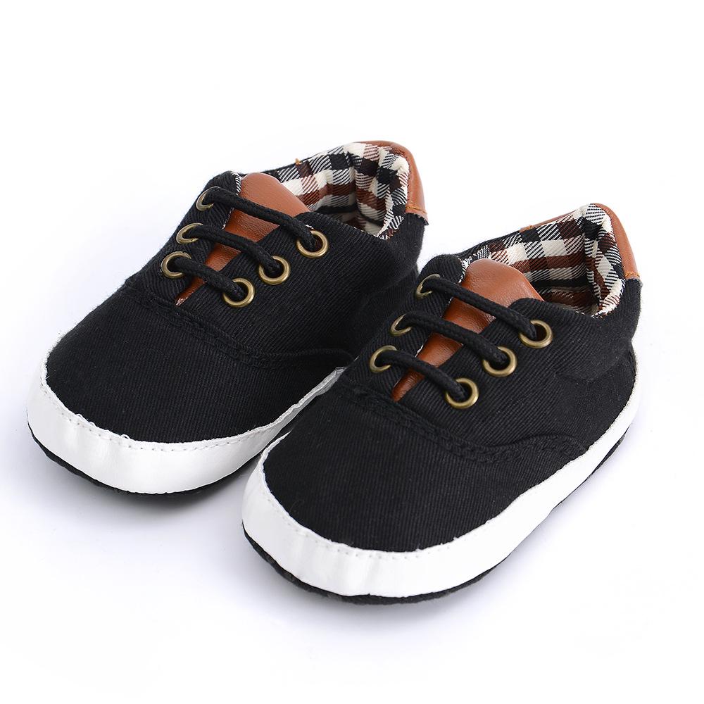 Baby Jungen Canvas Schuhe Weiche Sohle Rutschfest Klassischer Stil Lauflernschuhe Kariertes Patchwork Einfarbig Sportliche Sneaker