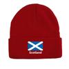 Flag of Scotland Print Knitted Cap Beanie, Patriotic Woman Cap Stretchy Autumn Unisex Pompom Beanies Knit Cap Beanie