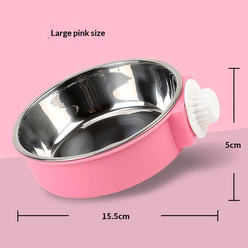 Stainless Steel Detachable Pet Bowl With Cage Mount Design For Feeding Watering Cats Dogs Small Pets