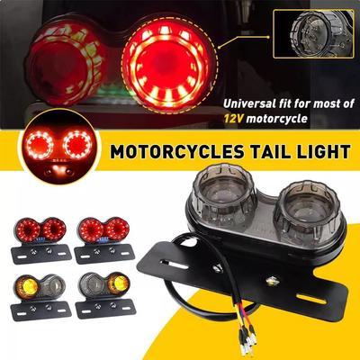 Universal 12v Motorcycle Led Brake Tail Light Signal Lights Integrated Tail Light License Plate Bracket Suitable For U0s0