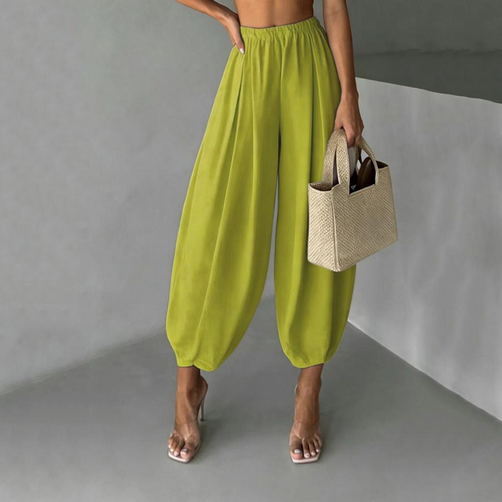 Pantaloni Harem Largi pentru Femei Pantaloni Balloon Ușori Aerisiți Talie Elastică Casual Confortabili cu Picior Lat pentru Purtare Zilnică