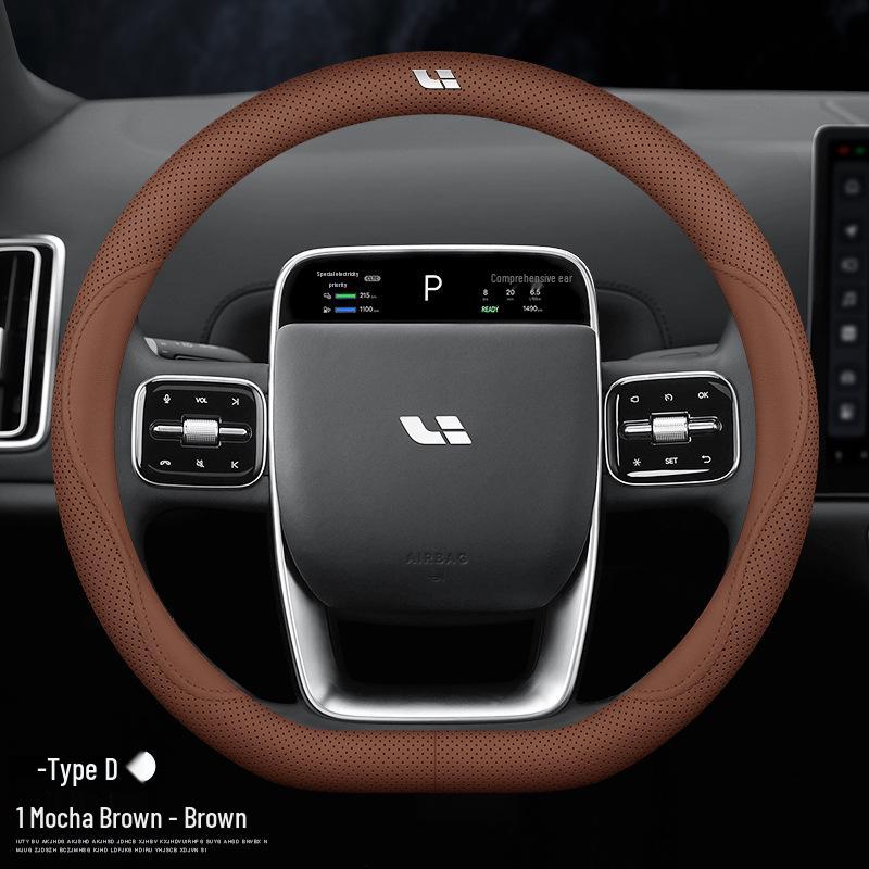Genuine Leather Steering Wheel Cover for L6-L9 and Ideal ONE Car Interiors