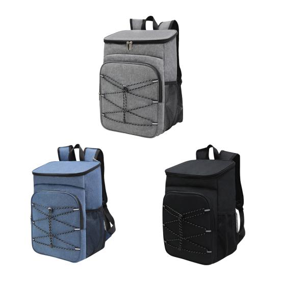 Picnic Bag Large Capacity Waterproof Oxford Cloth Cooler Bag with Adjustable Straps Side Mesh Pockets Outdoor Lunch Bag