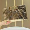 Elegant Sequined Evening Bag With Chain Strap For Formal Events
