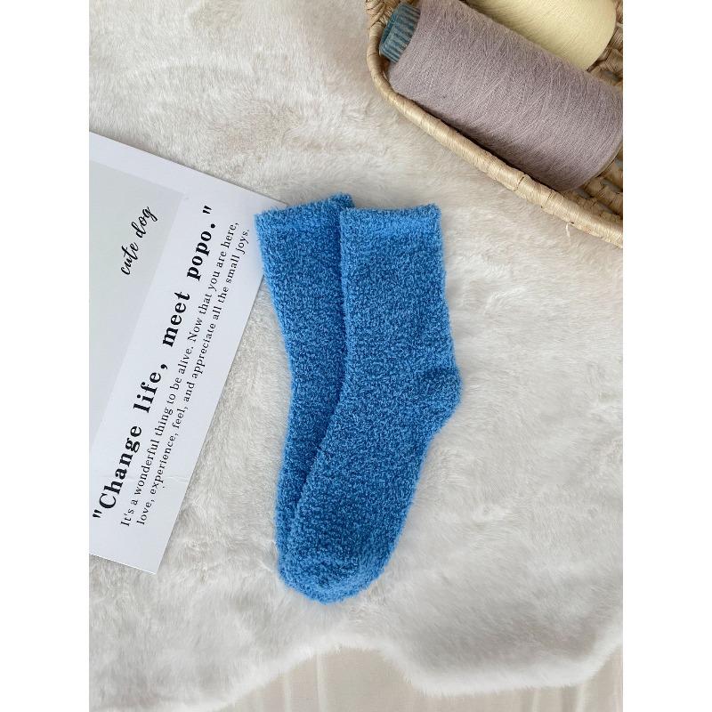 Nicht fusselnde Korallenfleece-Socken, Damen Einfarbige Haussocken, Halbfleece-Socken, Schlafsocken, Warme Fleece-Socken, Fleece-Bodensocken