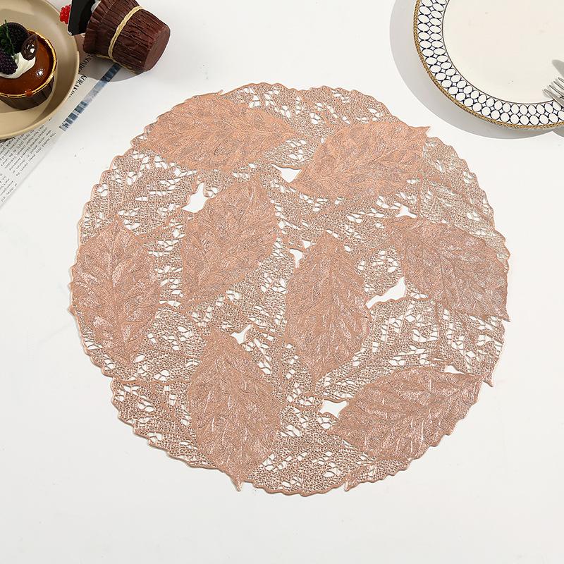 Autumn Fallen Leaves Hollow Placemat PVC Light Luxury Placemat Premium Hotel Insulation Mat Creative Non-slip Dining Table Mat