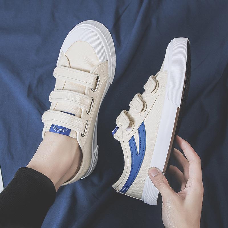 Summer Lazy Canvas Shoes Men'S Velcro Casual Board Shoes Buckle Korean Version Of Trendy Little White Shoes One Pedal Men'S Shoes