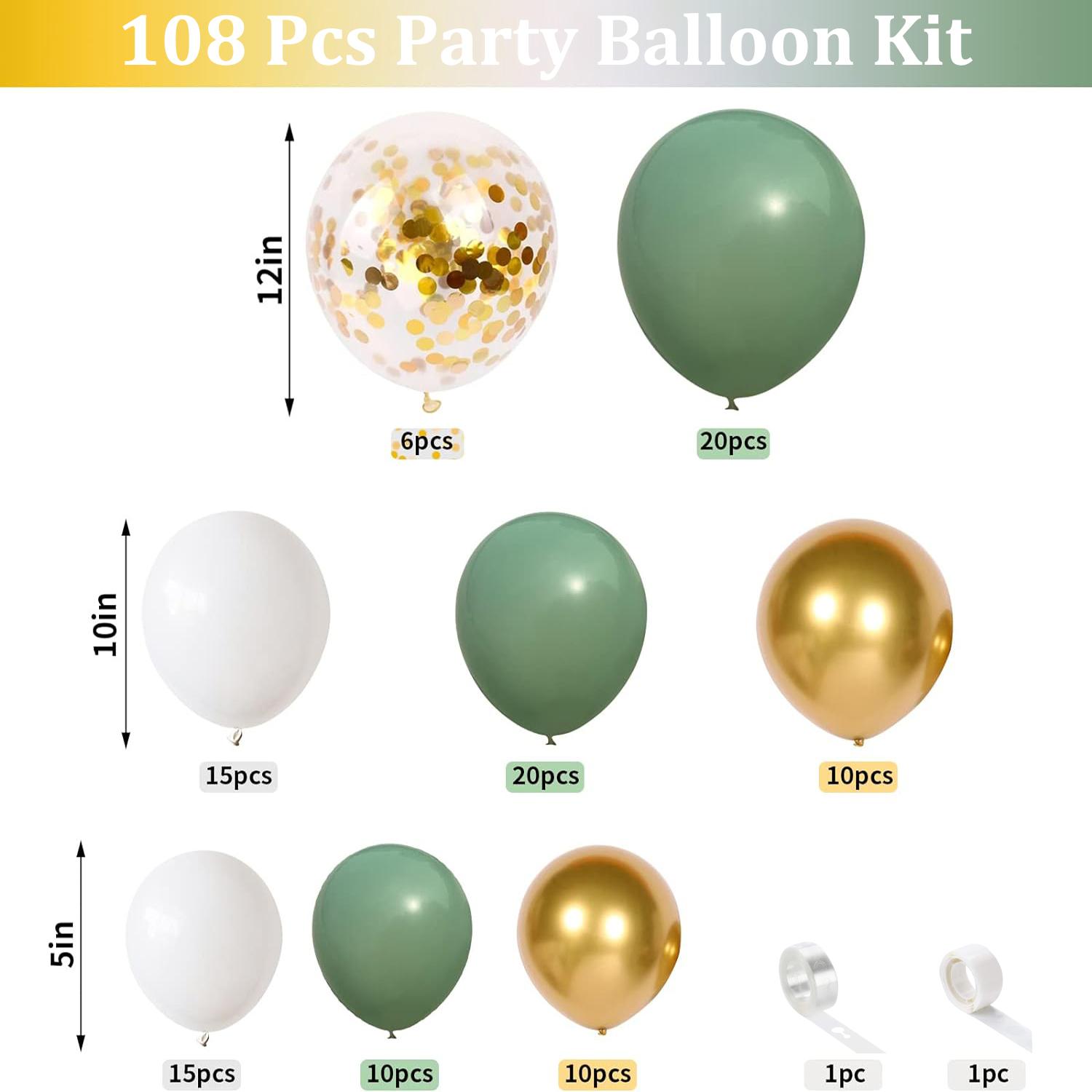 

108PCS Sage Green and White Latex Balloon Set Suitable for Birthday Parties, Weddings, Valentine s Day Party Decoration Other