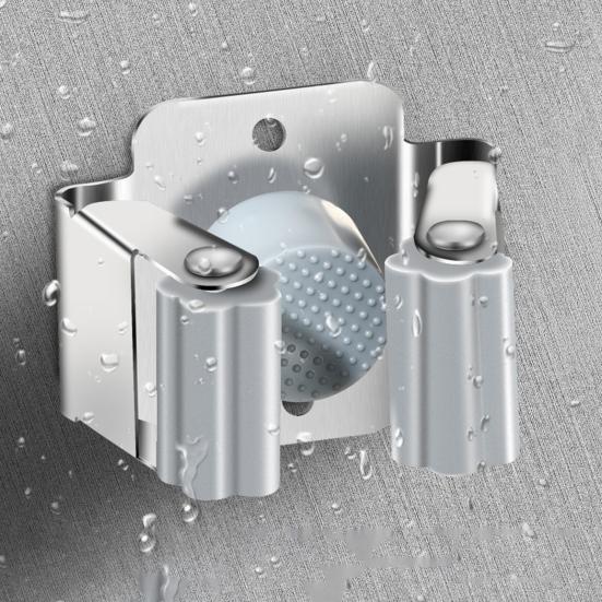 Wall Mount Broom Holder Non-Slip Design Simple Installation Stainless Steel Heavy Duty Mop Holder Broom Hanger with Screws
