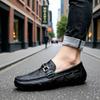Chaussures à enfiler en cuir motif alligator pour homme - Printemps, Décontractées, Tendance, Semelle souple, Chaussures de conduite et de travail