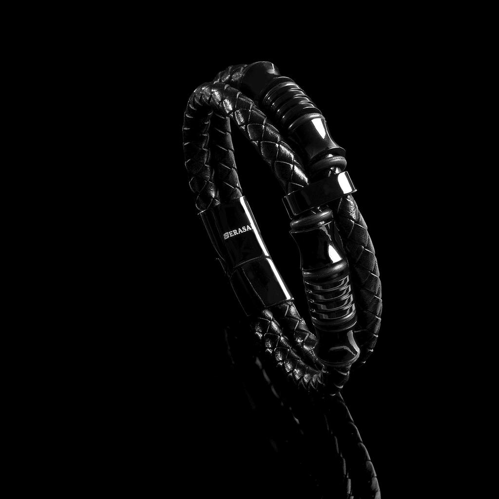 23cm Black Bracelet Men Gift Box Genuine PU Braid Adjustable Magnetic Clasp Multilayer Wrap Rope Manman Men Boys Men Bracelet Band Jewelry Magnet