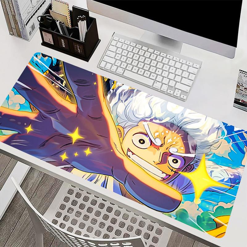 Large Mouse Pad Gaming Keyboard Mat OOne PPiece Luffy Black And White Anime Carpet Pc Computer Mousepad Game Extended Desk Mat