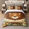 Lion Tiger Leopard Theme Custom Text Or Name 3Pcs Bedding Set 1 Flat Sheet & 2 Pillowcases Personalized Home Bedding