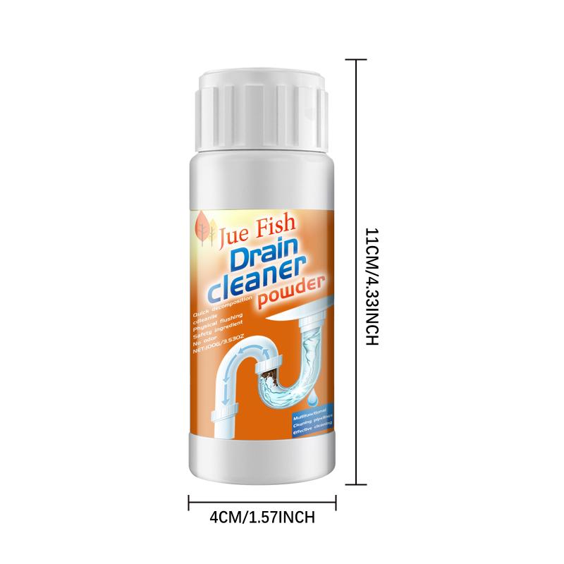 Jue-Fish Pipe Dredging Cleaner Pipe Powder Sink Drain Bottled Cleaner Toilet Kitchen Deodorization Clogging Cleaning Tool