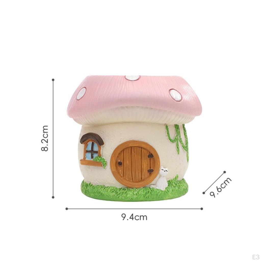 Mushroom House Planter Whimsical Resin Fairy Garden Ornament for Gardeners,