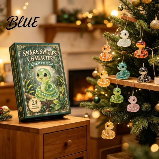 Christmas Advent Calendar for Decorations Days Acrylic Calendar 24 Cartoon Snake 2D Flat Figures Collectibles