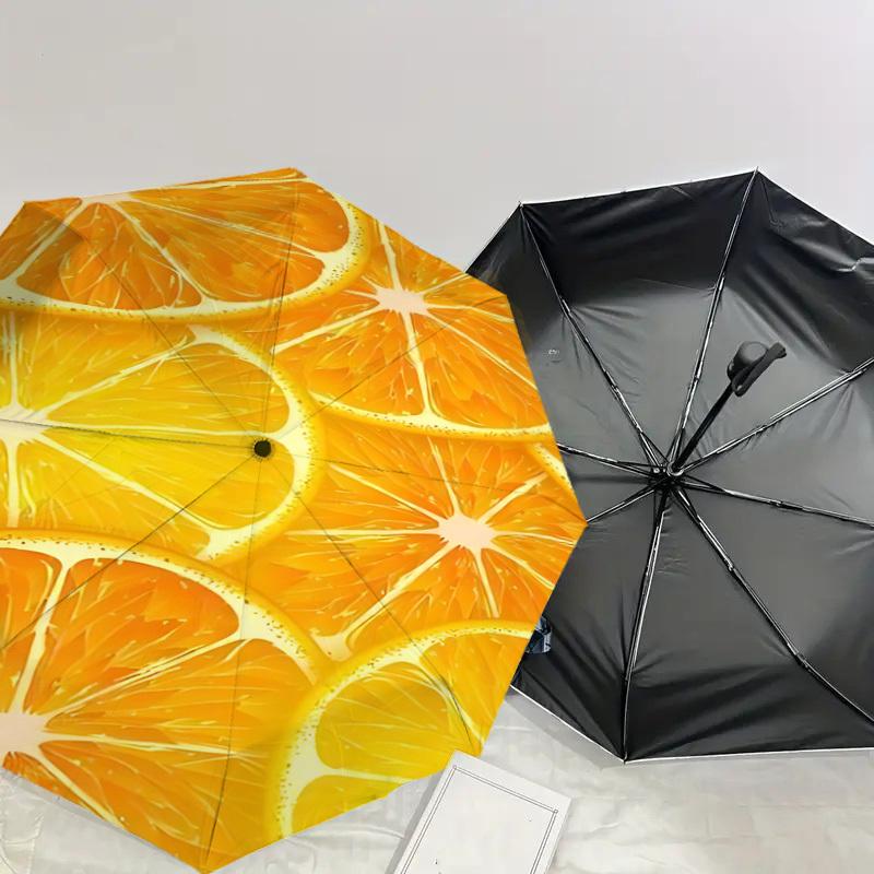 1PC orange slicesAutomatic Open/Close Umbrella with Windproof, 8-Rib Sturdy Canopy, Durable Ribs, Fashionable Design, Outdoor Accessory, Fun Prin, Hol