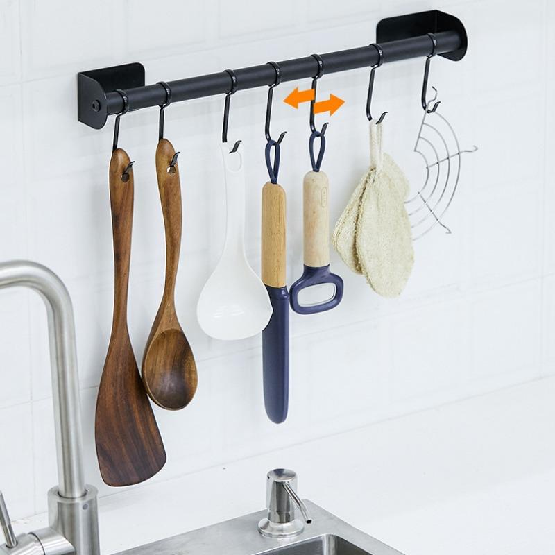 Estantes de almacenamiento para utensilios de cocina, sin perforaciones, de metal, para montar en la pared, para espátulas, cucharas, organizadores, toalleros para el baño y el hogar.