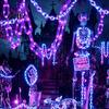 Festive Porch Tree Ornament Halloween Chain Lights, Waterproof Bright Orange/Purple LED Lighting, Plastic Unique Holiday Decoration Link Lights