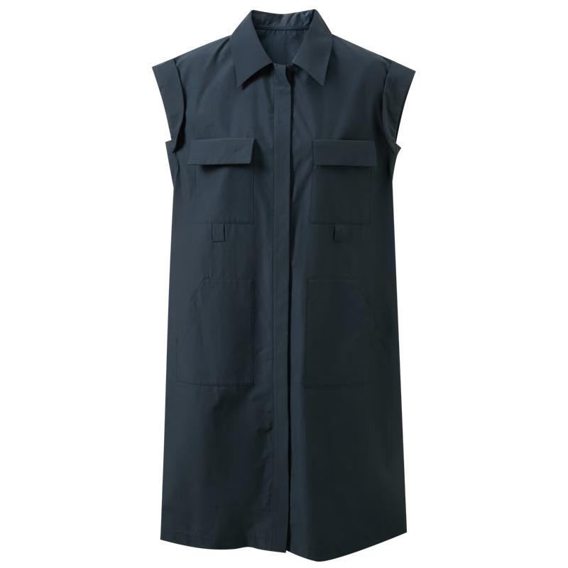 

Sancai 2026 Summer Casual Lapel Pocket Straight Midi Dress L