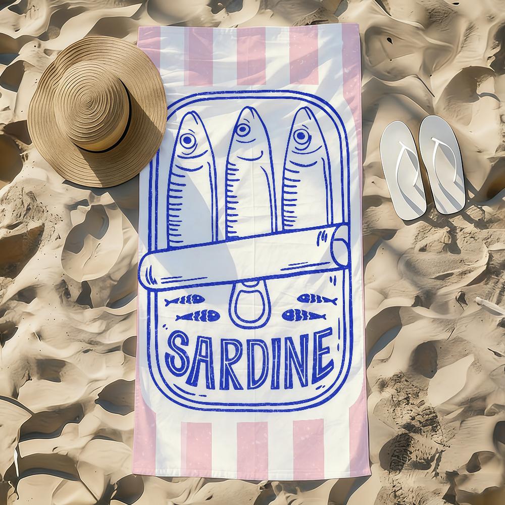 Sardines Nordic Towel Beach Towel Oversized Quick Dry Towel Absorbent Soft Swim BeachTowels for Men Women