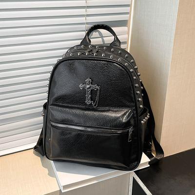 Hot Sale Personality Punk Style Cross Rivet Backpack Fashion Spice Girl Personality Versatile Travel Backpack Female