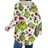 Women's Fashion Hoodies V Neck Long Sleeve Christmas Printed Drawstring Casual Loose Pullover Tops