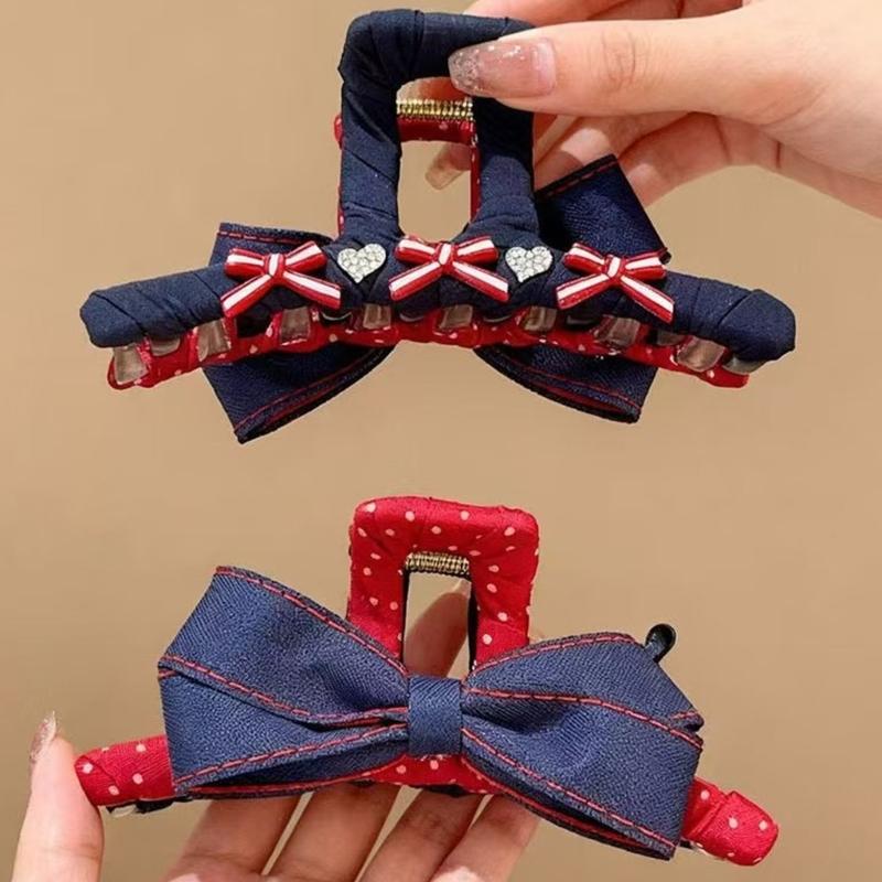 Hair Claw Clip With Jeans Fabric Korean Styles Design Strong Hold For Ponytails Updos Perfect Party Casual Wear