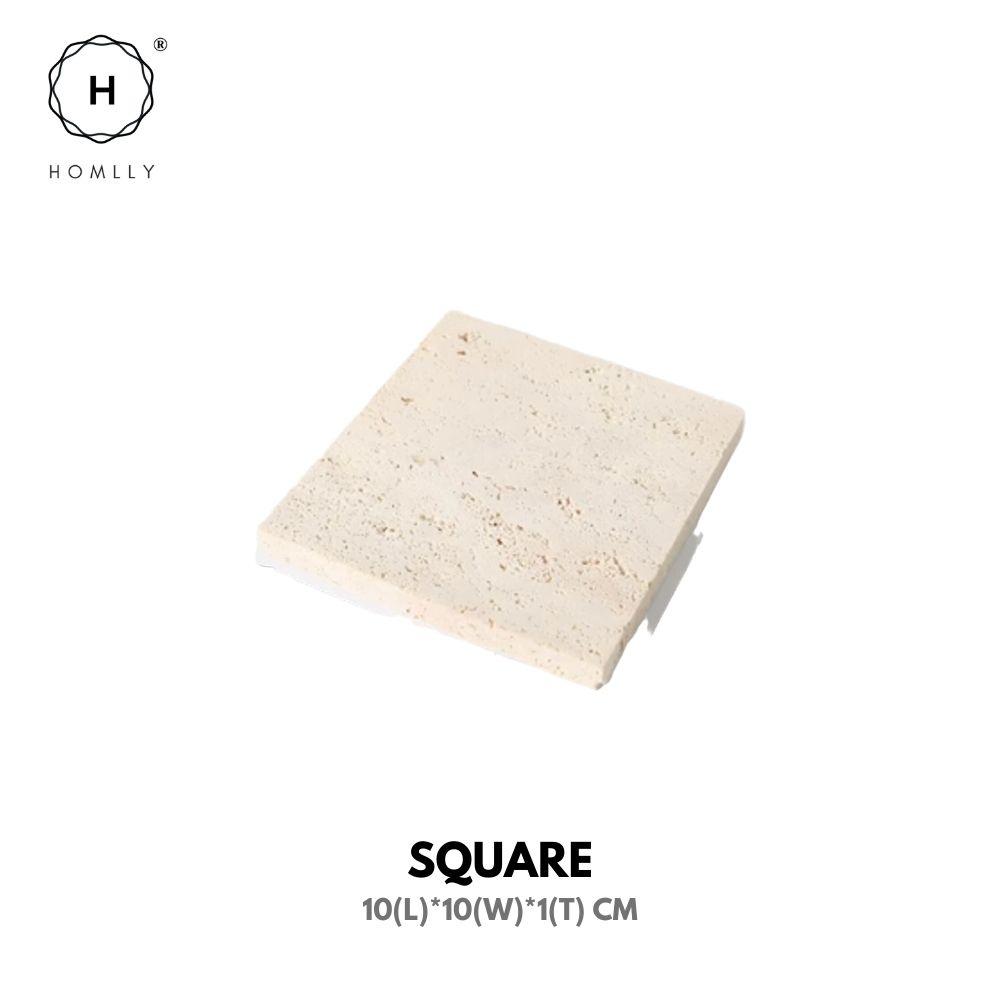 Homlly Beige Travertine Decorative Stone Tray Slab (X5 PCS)