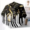 Music Notes & Piano Keys Umbrella - Automatic Open/Close, Shielding, Sturdy 8-Rib Frame, Elegant Black & Golden Musical design