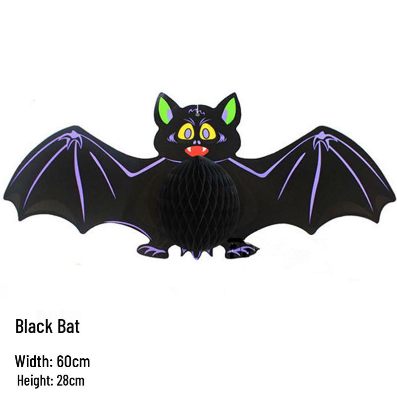 Halloween Spider & Bat Honeycomb Paper Decorations for Bars and KTV Venues
